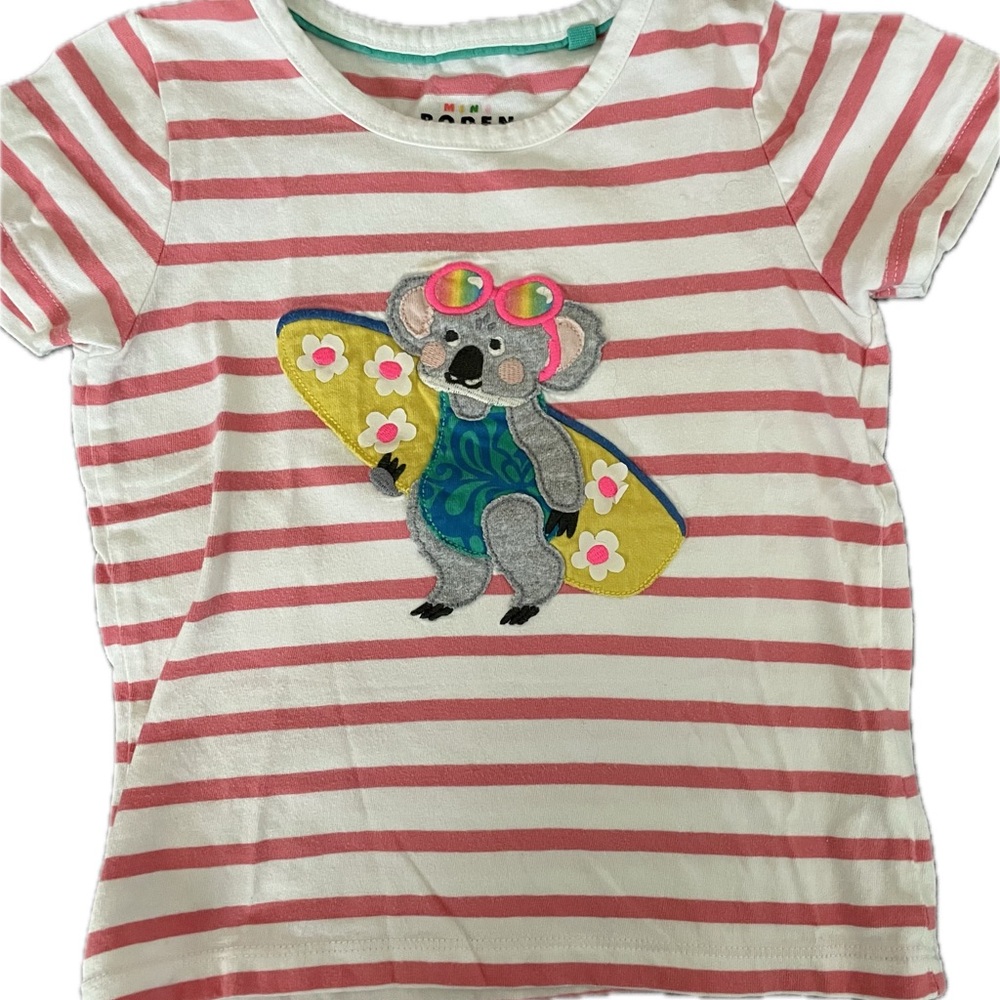 Mini Boden Striped Tee with Surfing Koala